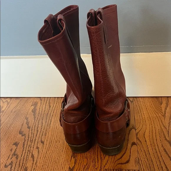 Frye Harness Burgundy Leather Boots - Picture 8 of 10